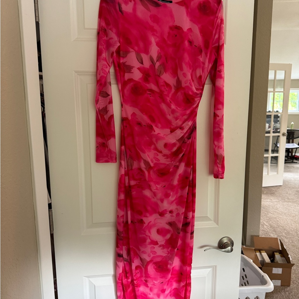 Floral Pink Long Sleeve Dress